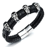 Punk Rock Men's Leather Bracelet Gothic Skull Cuff Bangle