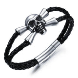 Punk Rock Men's Leather Bracelet Gothic Skull Cuff Bangle