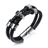 Punk Rock Men's Leather Bracelet Gothic Skull Cuff Bangle