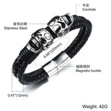 Punk Rock Men's Leather Bracelet Gothic Skull Cuff Bangle