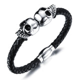 Punk Rock Men's Leather Bracelet Gothic Skull Cuff Bangle