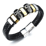 Punk Rock Men's Leather Bracelet Gothic Skull Cuff Bangle