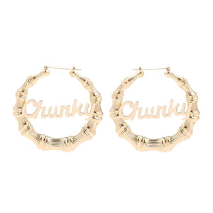 Punk Rock Geometric Hoop Earrings Large Letter Creole Bamboo Earrings