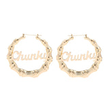 Punk Rock Geometric Hoop Earrings Large Letter Creole Bamboo Earrings