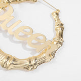 Punk Rock Geometric Hoop Earrings Large Letter Creole Bamboo Earrings