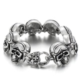 Punk Rock Pilot Skull Bracelet Titanium Steel Skeleton Biker Gift