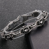 Punk Skull Head Chain Bracelet Stainless Steel Men's Gothic Halloween Jewelry