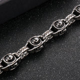 Punk Skull Head Chain Bracelet Stainless Steel Men's Gothic Halloween Jewelry