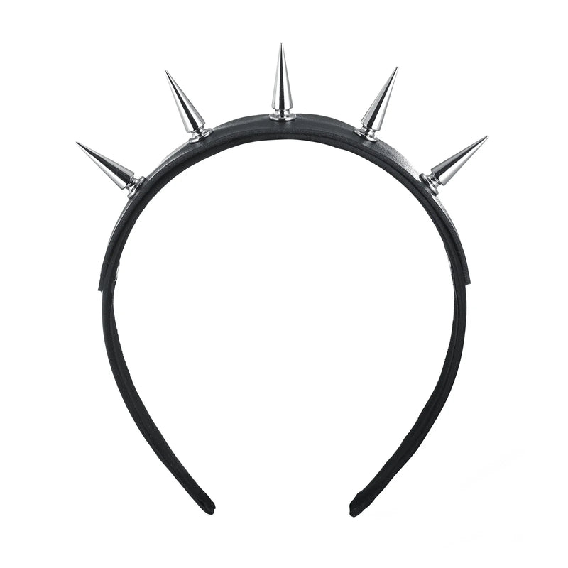 Punk Rock Spike HeadBand Goth Hairband Leather Headwear