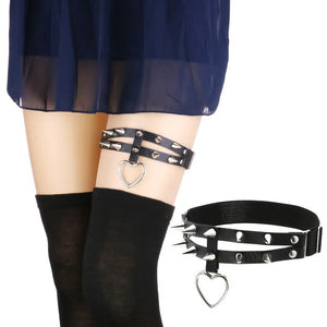 Spike Heart Leg Garter Belt Rivets Thigh Harness Women Girls Goth