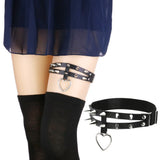 Spike Heart Leg Garter Belt Rivets Thigh Harness Women Girls Goth