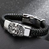 Punk Rock Stainless Steel Lion Head Bracelet Men 11MM