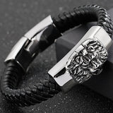 Punk Rock Stainless Steel Lion Head Bracelet Men 11MM