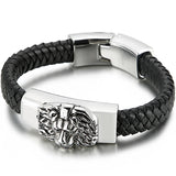Punk Rock Stainless Steel Lion Head Bracelet Men 11MM