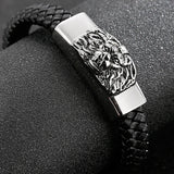Punk Rock Stainless Steel Lion Head Bracelet Men 11MM