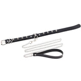 Punk Rock Stud Collar For Cosplay Costume Play Necklace With Leash