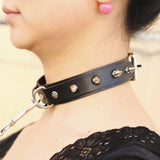 Punk Rock Stud Collar For Cosplay Costume Play Necklace With Leash