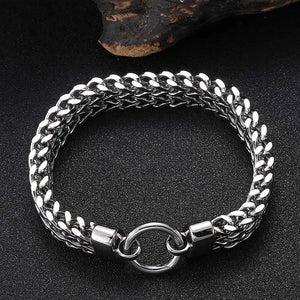 Punk Rock Style 13mm Stainless Steel Link Chain Hand Bracelet