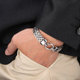Punk Rock Style 13mm Stainless Steel Link Chain Hand Bracelet