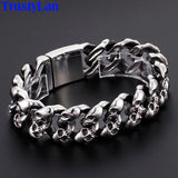Skull Head Chain Bracelet Stainless Steel Men's Ghost Bangle