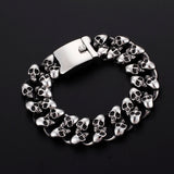 Skull Head Chain Bracelet Stainless Steel Men's Ghost Bangle