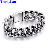 Skull Head Chain Bracelet Stainless Steel Men's Ghost Bangle