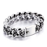 Skull Head Chain Bracelet Stainless Steel Men's Ghost Bangle