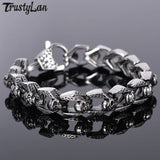 Skull Bracelet Men Heavy Stainless Steel Gothic Jewellery Halloween
