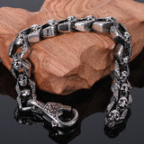 Skull Bracelet Men Heavy Stainless Steel Gothic Jewellery Halloween