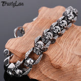 Skull Bracelet Men Heavy Stainless Steel Gothic Jewellery Halloween