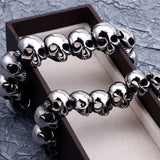 Punk Rocker Skull Head Chain Bracelet Stainless Steel Gothic Male Jewellery