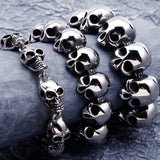 Punk Rocker Skull Head Chain Bracelet Stainless Steel Gothic Male Jewellery