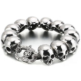Punk Rocker Skull Head Chain Bracelet Stainless Steel Gothic Male Jewellery