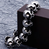 Punk Rocker Skull Head Chain Bracelet Stainless Steel Gothic Male Jewellery