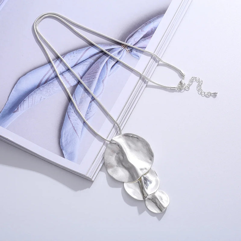 Punk Round Jewelry Long Necklace for Women Chokers Suspension Pendant