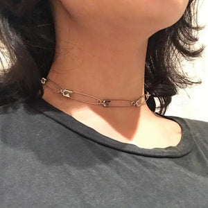 Punk Safety Pin Collar Choker Statement Necklaces
