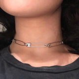 Punk Safety Pin Collar Choker Statement Necklaces