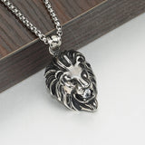 Punk Stainless Steel Lion Head Necklace 24'' For Men Boy