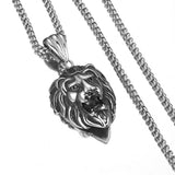 Punk Stainless Steel Lion Head Necklace 24'' For Men Boy