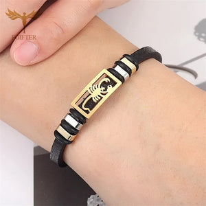 Punk Scorpion Leather Bracelet Stainless Steel Insect Jewelry