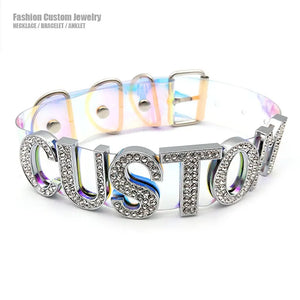 Colorful Punk Name Choker Necklace Dazzling Laser Collar Cosplay Jewelry