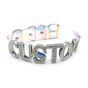 Colorful Punk Name Choker Necklace Dazzling Laser Collar Cosplay Jewelry