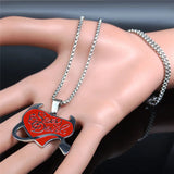 Gothic Punk Devil Skull Necklace Red Heart Hip-hop Jewelry