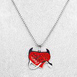 Gothic Punk Devil Skull Necklace Red Heart Hip-hop Jewelry