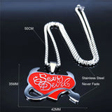 Gothic Punk Devil Skull Necklace Red Heart Hip-hop Jewelry