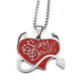 Gothic Punk Devil Skull Necklace Red Heart Hip-hop Jewelry