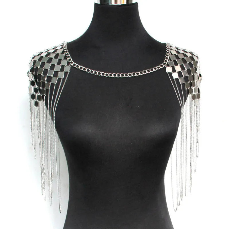 Punk Sexy Metal Tassel Collar Shoulder Necklace For Women