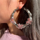 Punk Butterfly Bamboo Hoop Earring Women Girls Dangel Jewellery