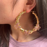 Punk Butterfly Bamboo Hoop Earring Women Girls Dangel Jewellery