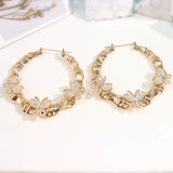 Punk Butterfly Bamboo Hoop Earring Women Girls Dangel Jewellery